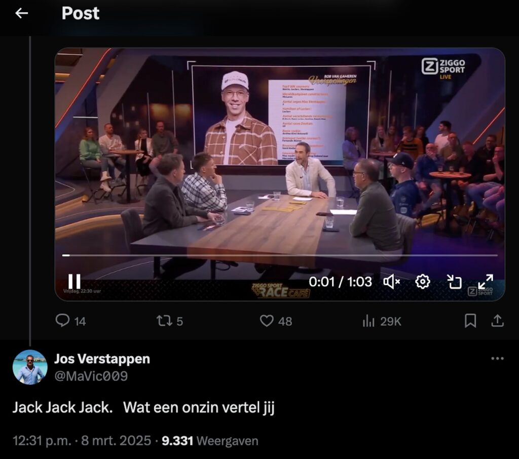 jos verstappen reageert op x op jack plooij
