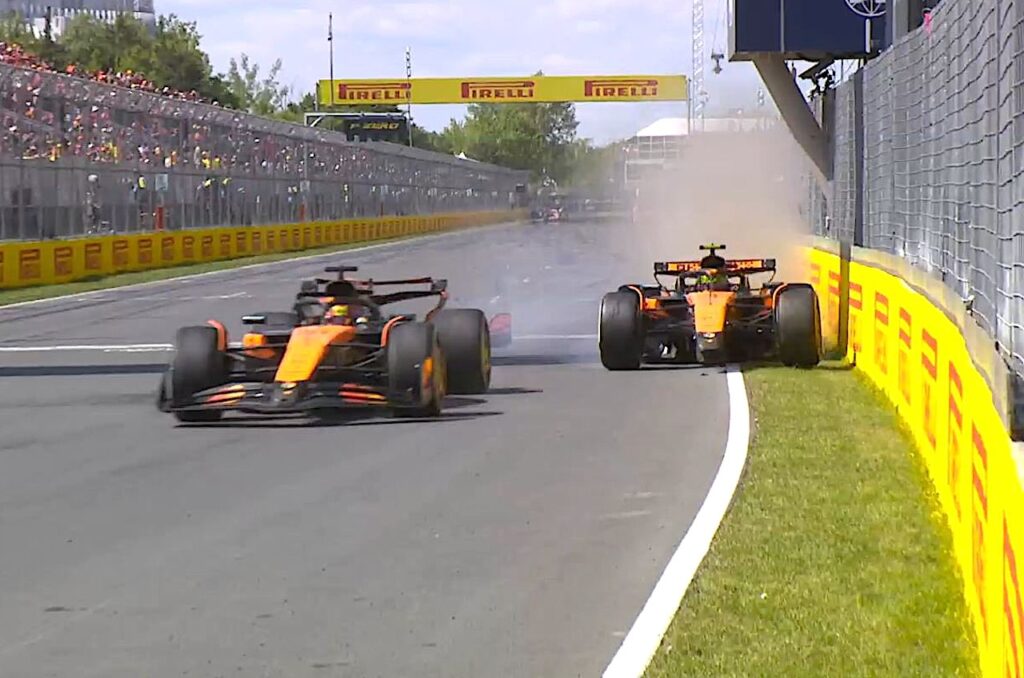Lando Norris crasht met Oscar Piastri: dramatisch einde van de Canadese Grand Prix