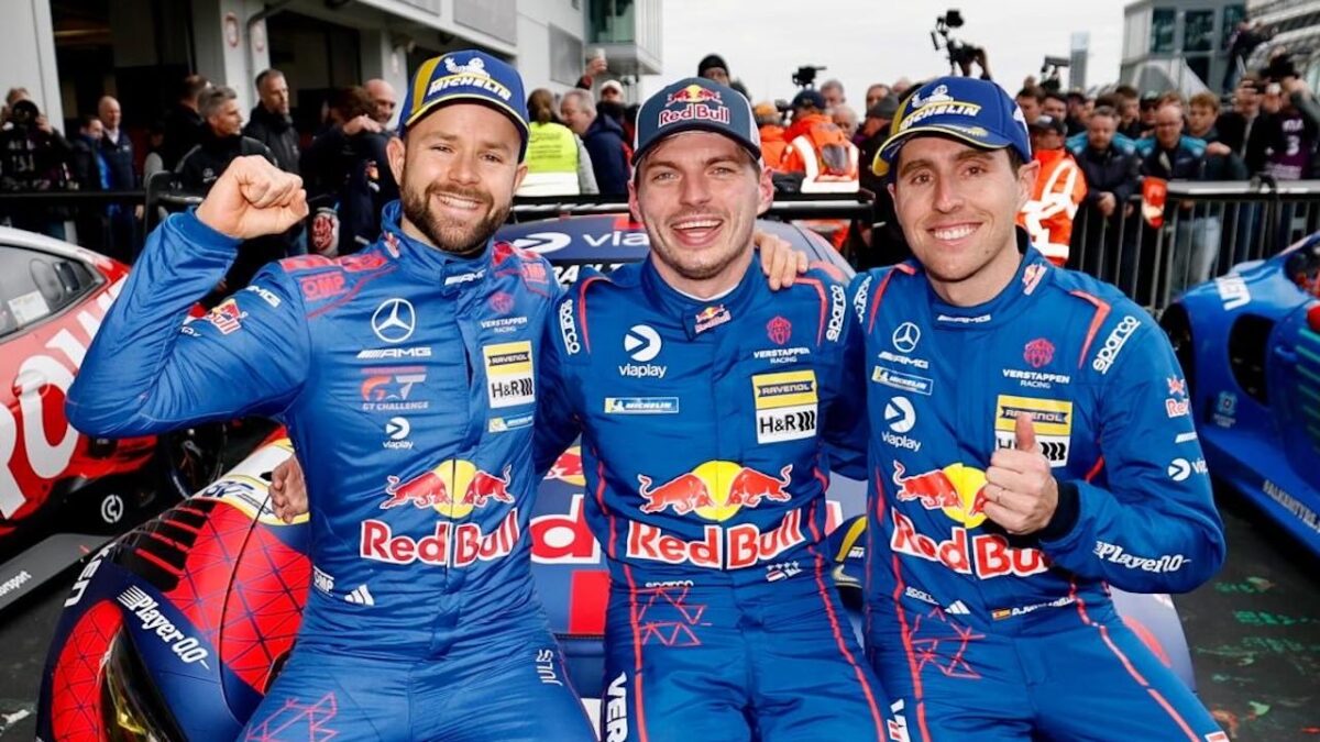 Max Verstappen, Jules Gounon en Dani Juncadella op de Nürburgring