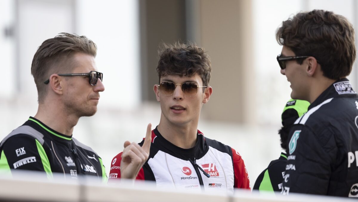 Nico Hülkenberg, Oliver Bearman en George Russell