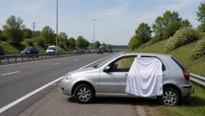 Veel bestuurders weten niet wat een witte doek uit een autoraam betekent