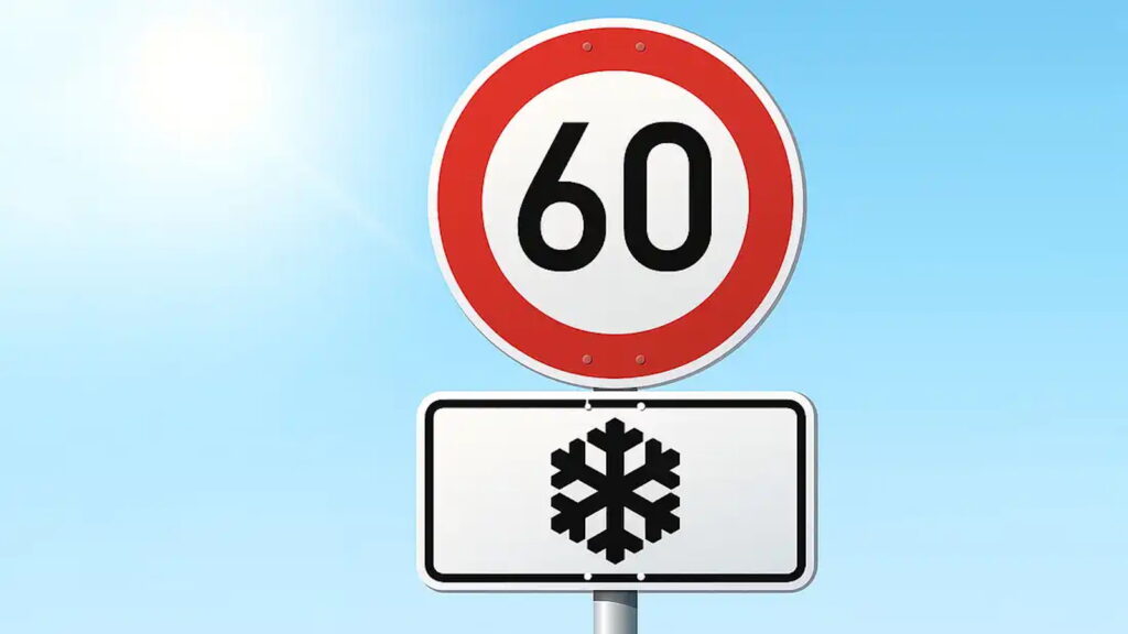 Snelheidslimiet met sneeuwvloksymbool: dit geldt ook in de zomer