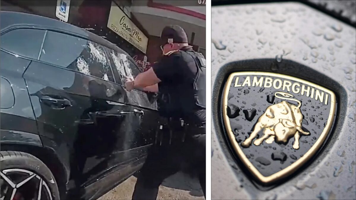 politie slaat lamborghini ruit stuk