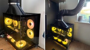 ‘Geen oven meer na een uur spelen’: gamer leidt de hitte van zijn pc de tuin in